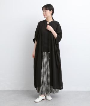 コットンガーゼ ドルマンワンピース(ブラック-F)