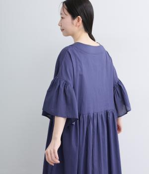 60コットンローン　Vネックワンピース(ネイビー-F)