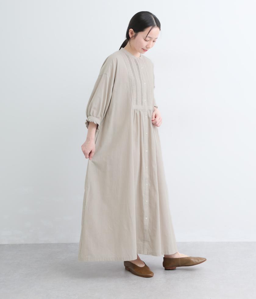 コットンサンドウォッシュ　ピンタックワンピース