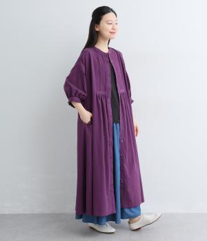 コットンサンドウォッシュ　ピンタックワンピース(パープル-F)