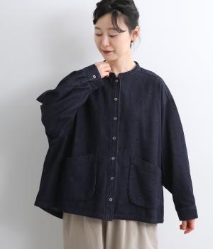 ドット刺繍デニム　立体ポケットジャケット（インディゴ・F）