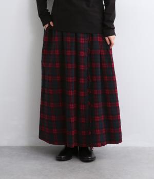 起毛チェック　フリンジラップスカート