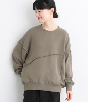 甘撚りパイル裏毛切替スウェット（チャコール・F）