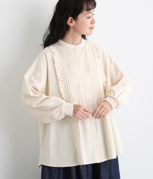 レトロコットン　ピンタックブラウス（ナチュラル・F）