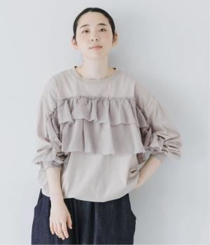 コットンジャージ―ラミーリネンフリルロンTEE(グレー-F)