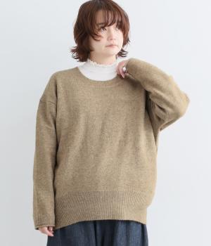 ふんわりニットクルーネックプルオーバー（ブラウン・F）