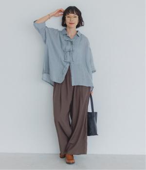  【6月26日発売予定】玄長なおこさんコラボ　軽やかに着られるブラウス(スモークブルー-F)