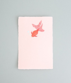 ちぎり絵はがき　夏　赤い金魚　5枚セット(カラー1-ONESIZE)