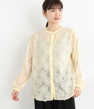 フェザージャカード 2wayロングブラウス(アイボリー-ONESIZE)