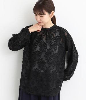 フェザージャカード 2wayロングブラウス(クロ-ONESIZE)