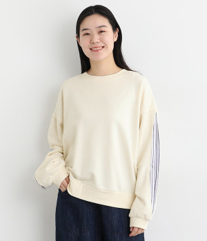 裏毛ラメストライプ レイヤードプルオーバー(オフホワイト-ONESIZE)