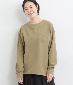 胸ポケットリブプルオーバー(カーキ-ONESIZE)