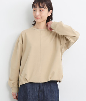 ミニ裏毛 タックヘムプルオーバー(ベージュ-ONESIZE)
