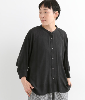 シアークレープ ヨークフレアブラウス(クロ-ONESIZE)