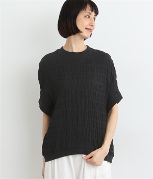 シャーリングボーダー ドルマンリブプルオーバー(クロ-ONESIZE)