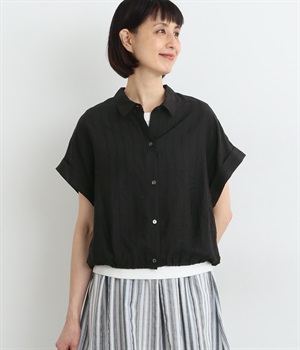 ターンナップスリーブシャツ(ドビーチェック黒-ONESIZE)