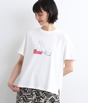 OE天竺 ゆる刺繍 ロゴベーシックTシャツ(オフホワイト-ONESIZE)