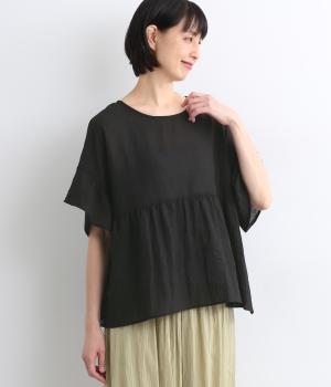ナチュラルワッシャー ギャザーブラウス(クロ-ONESIZE)