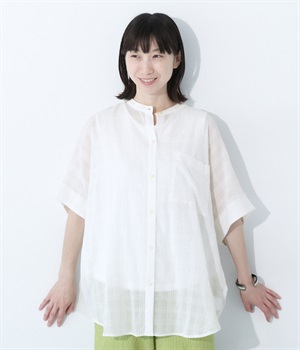 コットン シアーチェックまるっとチュニックシャツ(オフ-ONESIZE)