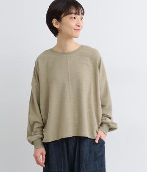 ソフトインレイ(裏面使い)切替えドルマンプルオーバー長袖(ライトカーキ-F)