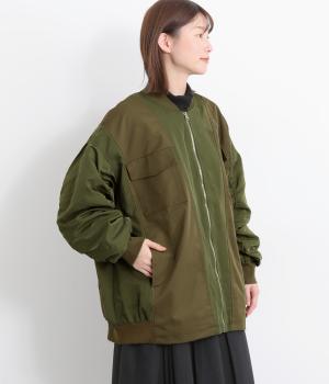 ツイルナイロン リメイク風切替MA-1(カーキ-F)