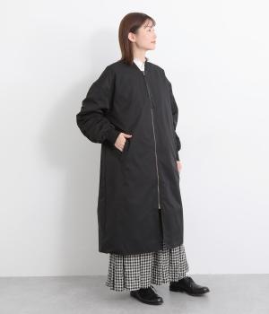 ツイルナイロン MA-1ロングブルゾンコート(クロ-F)