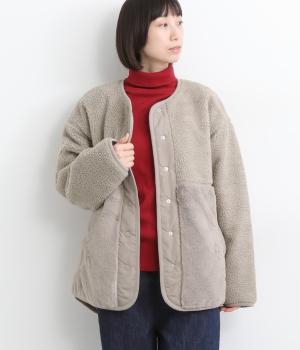 ボア×ファー リバーシブルブルゾン(グレージュ-F)