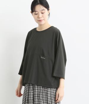 コットンシルケット風天竺切替8分袖ドルマンプルオーバー(スミクロ-F)