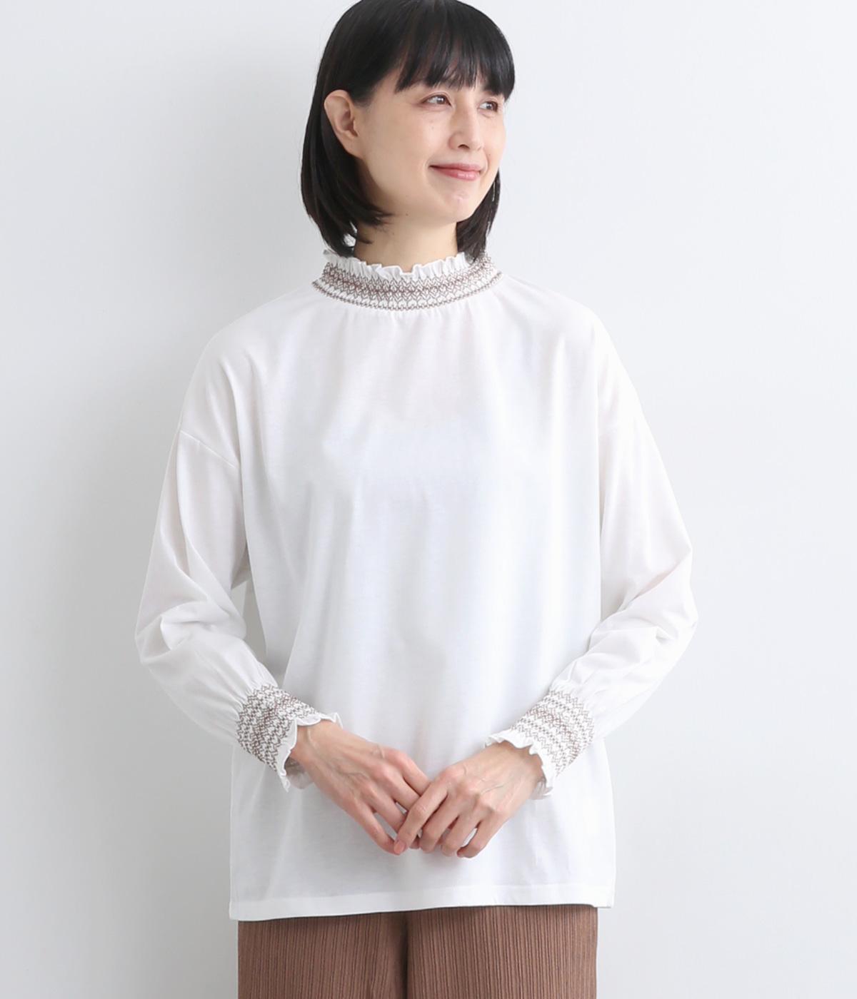 スモッキング刺繍プルオーバー(オフホワイト-F)