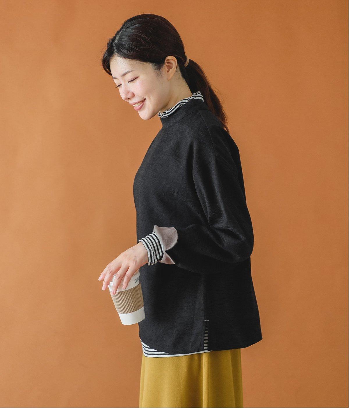 ニュアンスモールクロススタンダードカラーTEEブラウス(クロ-F)