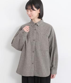 ニュアンスモールクロススタンダードシャツ(ベージュ×クロチドリ-F)