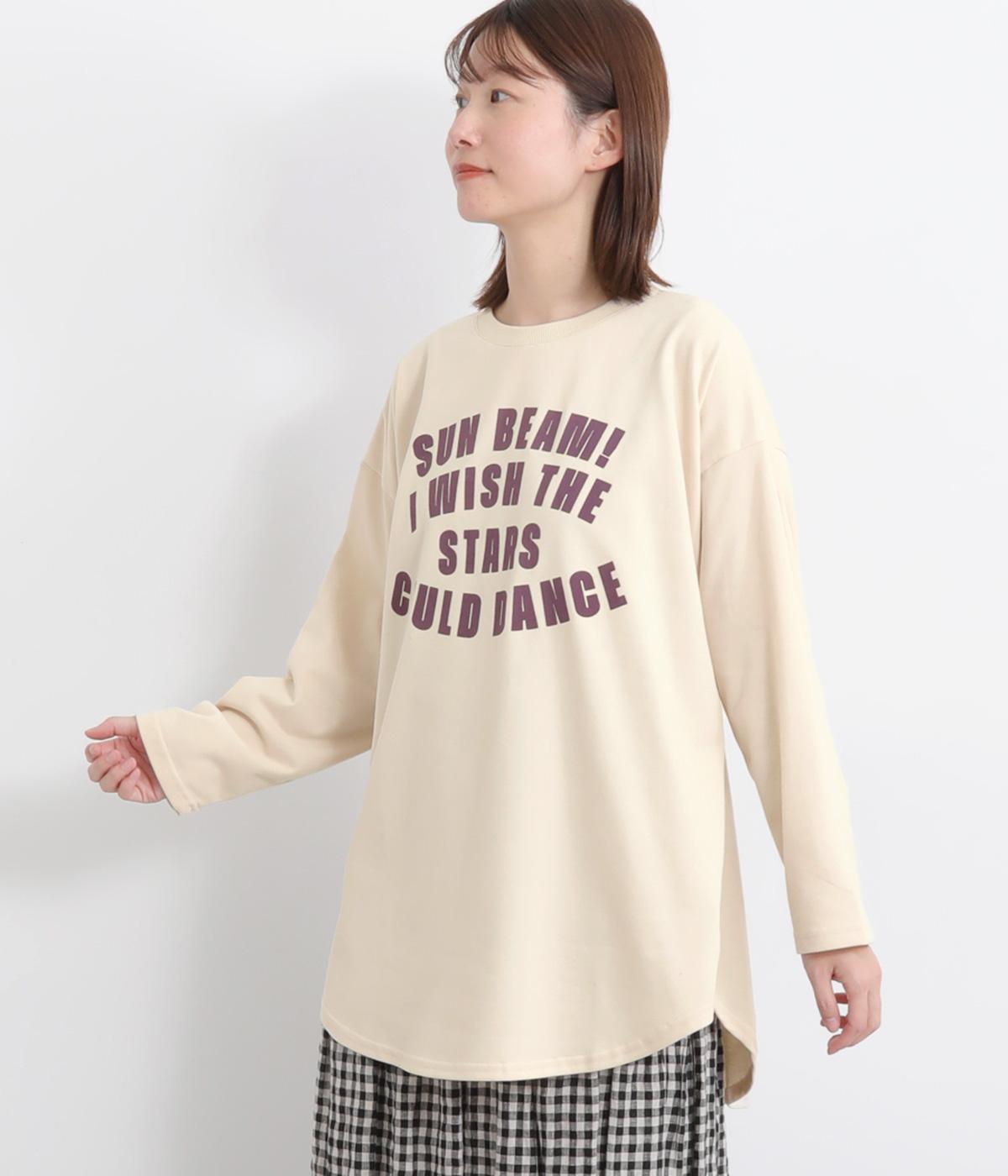 CVCスウェットライク微起毛天竺フロッキープリントロゴTEE(エクリュ-F)