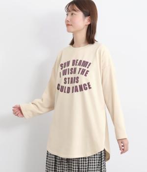 CVCスウェットライク微起毛天竺フロッキープリントロゴTEE(エクリュ-F)