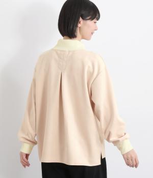 ピーチダブルフェイスリブ襟プルオーバー