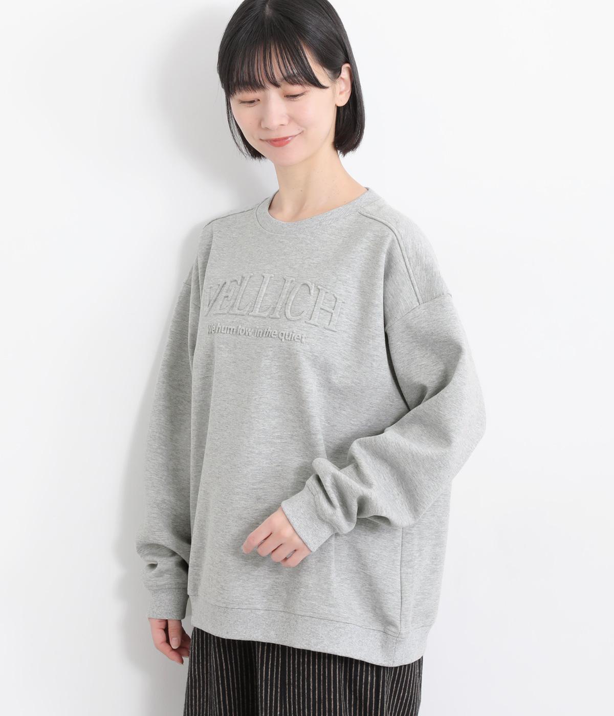 コットンフィールポンチエンボス加工ロゴプルオーバー(杢グレー-F)