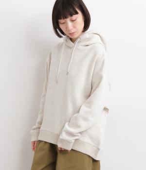 ニットリブフーディ長袖(杢オフ-F)