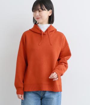 12G　スエットライクミット　配色フーディープルオーバー(スカーレット-F)