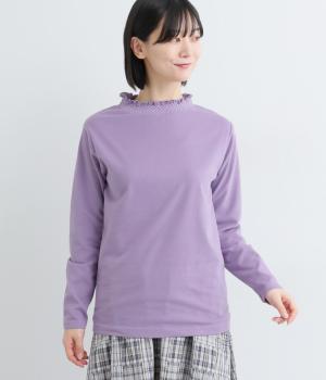 CVC微起毛天竺スモッキングプルオーバー(パープル-F)