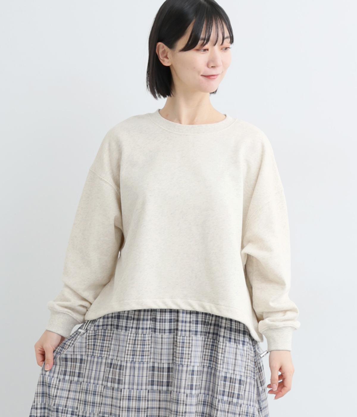 CVC裏毛裾ドロストプルオーバー(オフ杢-F)