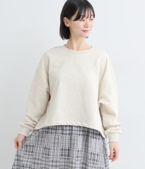 CVC裏毛裾ドロストプルオーバー(オフ杢-F)