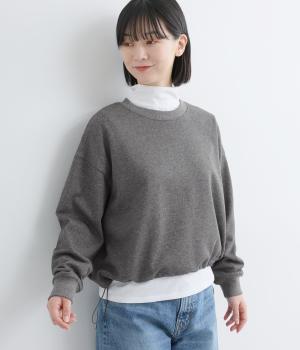 CVC裏毛裾ドロストプルオーバー(杢チャコール-F)