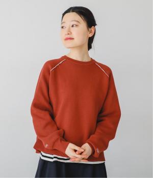 スエットライクニット　配色袖ロゴプルオーバー