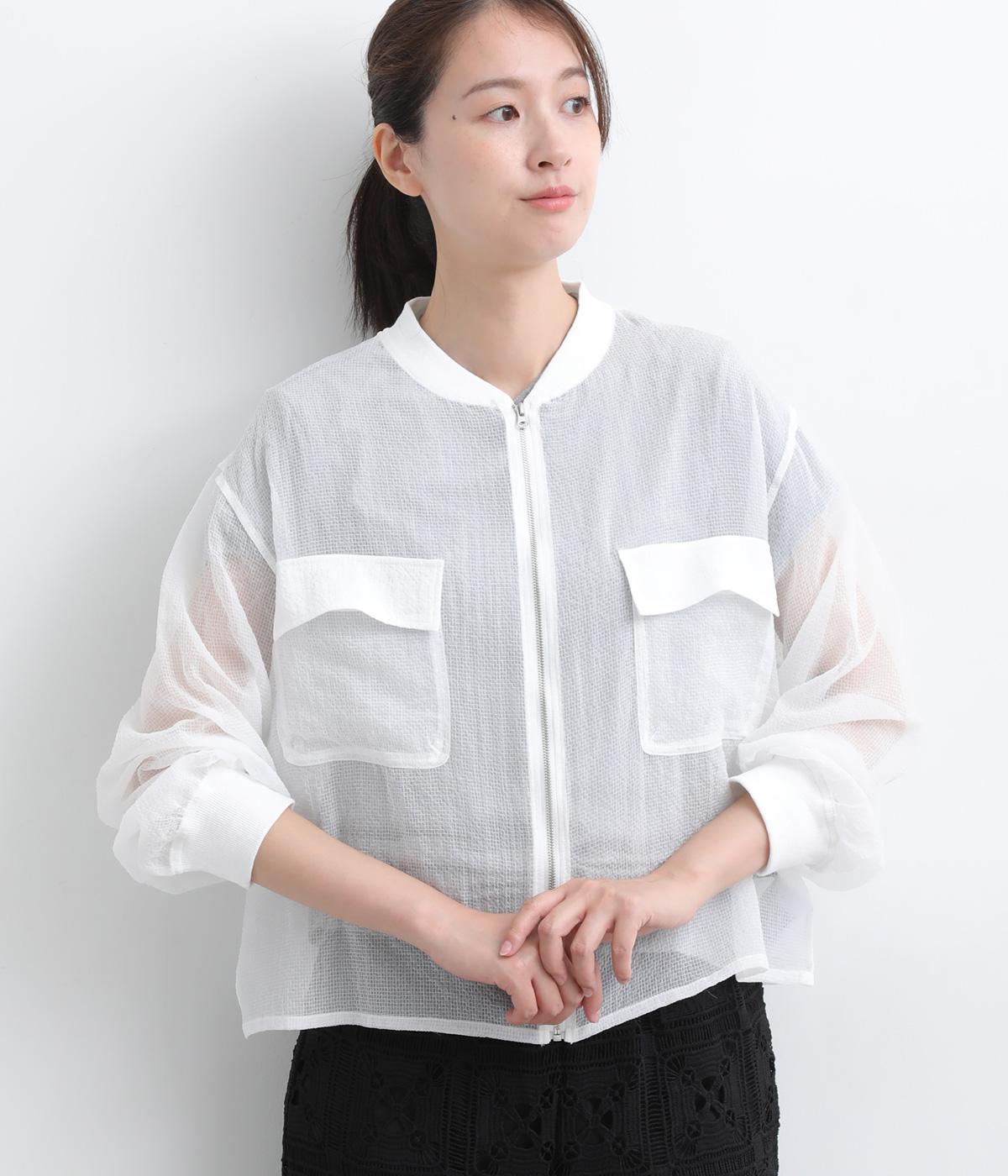 シアーリップストップリブブルゾン(オフ-F)