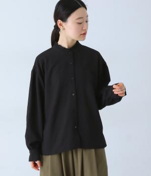 ポコポコクロス襟フリルブラウス長袖(クロ-F)