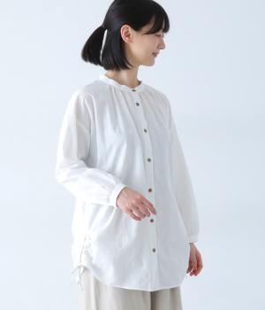 ランダムドットジャカードサイドドロストシャツチュニック長袖
