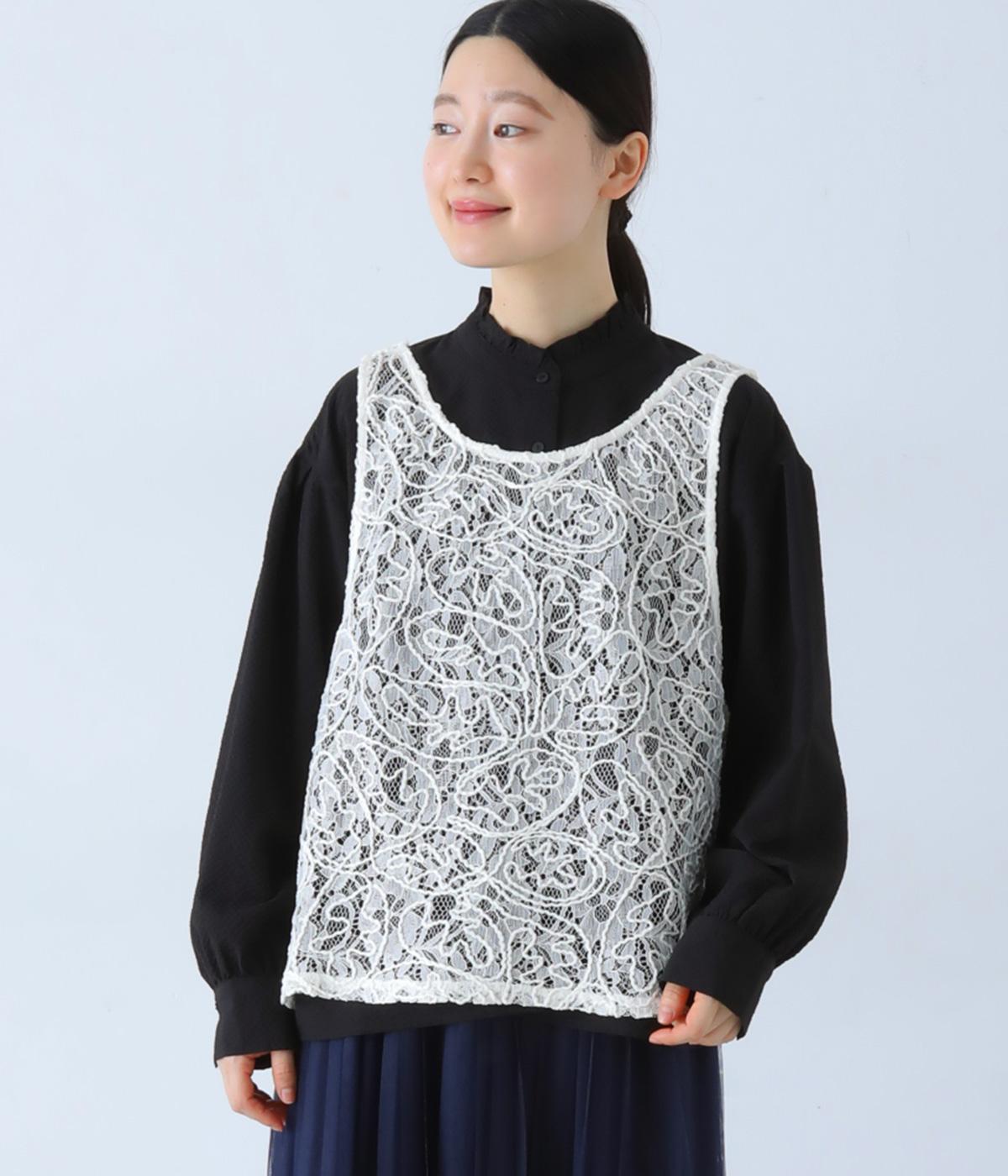 刺繍ラッセルレース2wayベスト(オフ-F)