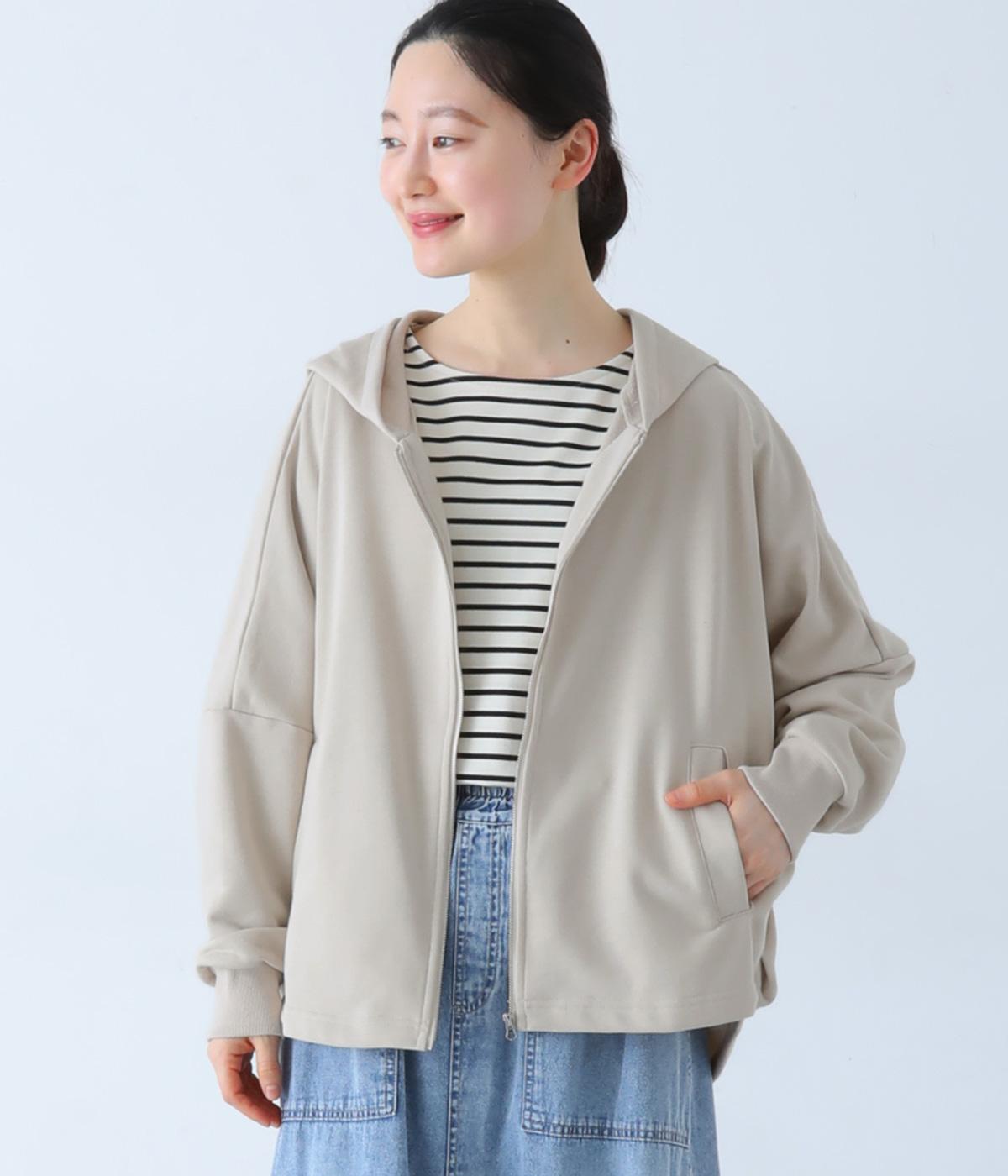 TC裏毛ドルマンフードパーカ長袖(ナチュラル-F)