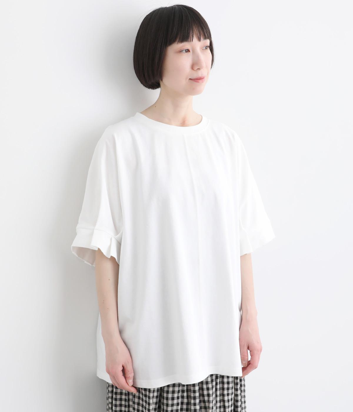 接触冷感ドライタッチ天竺 袖タックドルマンTEE(オフホワイト-F)