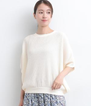 シアー梨地プリーツ加工リブドルマンプルオーバー