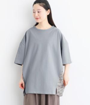 ドライタッチ天竺 異素材切替えワイドTEE6分袖